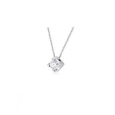 18k white gold solitaire necklace with 0.20 ct diamond