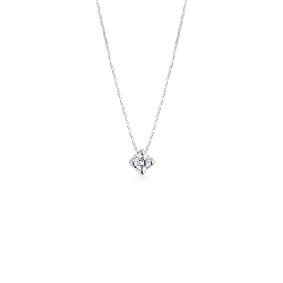 18k white gold solitaire necklace with 0.25 ct diamond