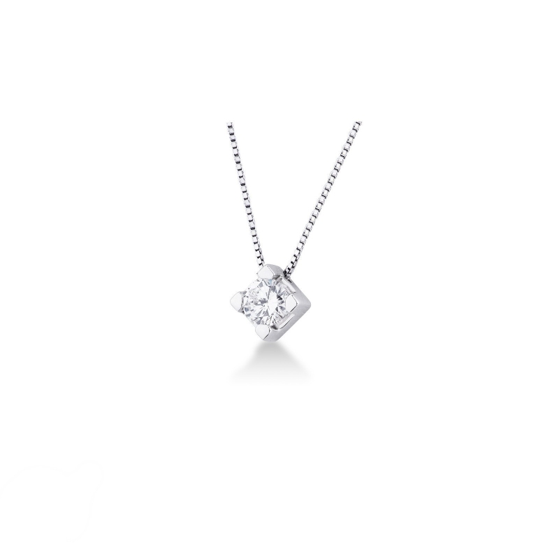 18k white gold solitaire necklace with 0,70 ct diamond