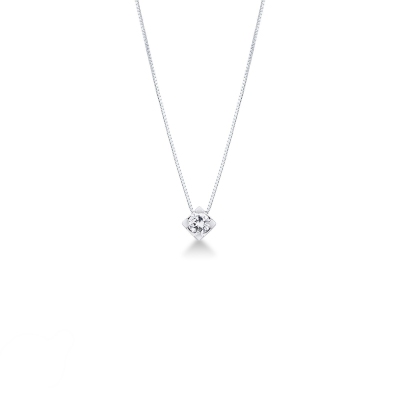 18k white gold solitaire necklace with 0,70 ct diamond