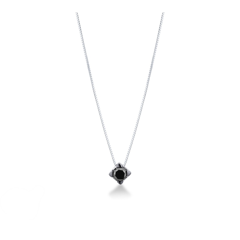 18k white gold necklace with black diamond, 0.50 ct