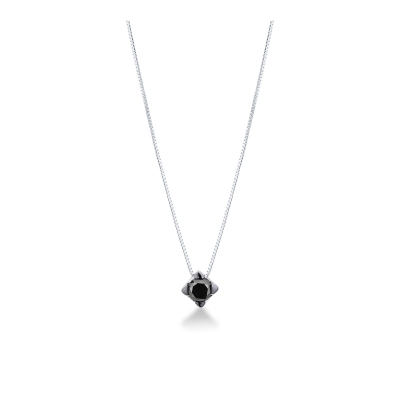 18k white gold necklace with black diamond, 0.50 ct