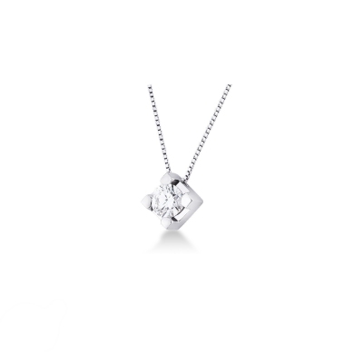 Solitaire necklace in 18k white gold with diamond