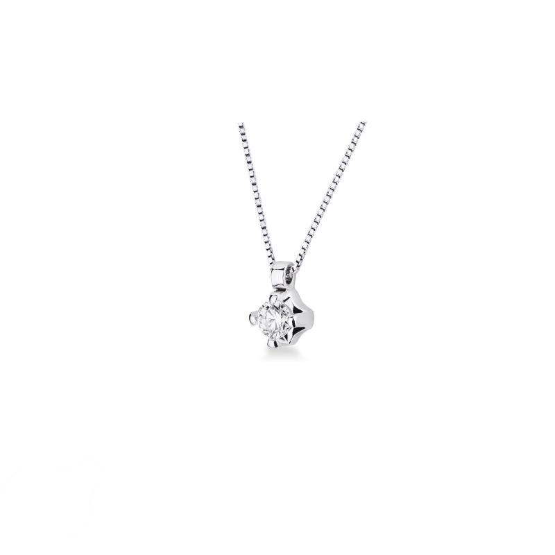 18k white gold solitaire necklace with 0.10 ct diamond 
