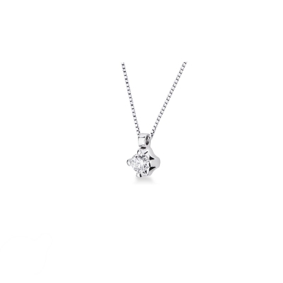 18k white gold solitaire necklace with 0.10 ct diamond 