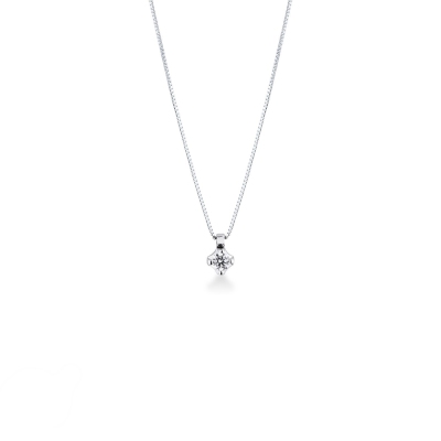 18k white gold solitaire necklace with 0.10 ct diamond 
