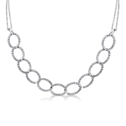 18k white gold oval iced out necklace with diamonds