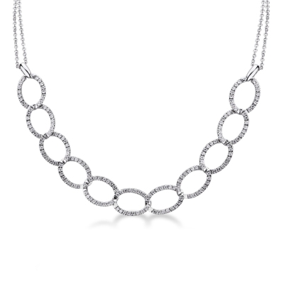18k white gold oval iced out necklace with diamonds