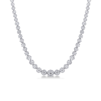White gold 18k Illusion type necklace with diamonds 