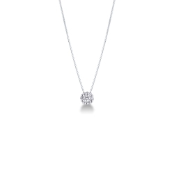 Necklace in 18k white gold with diamond solitaire illusion pendant