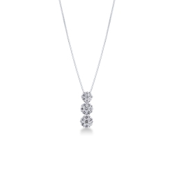 18k white gold necklace with 3 diamond flowers