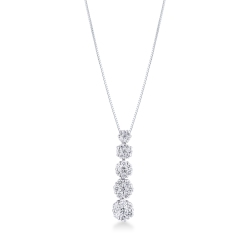 White gold 18k necklace with 5 flower diamonds illusion pendant