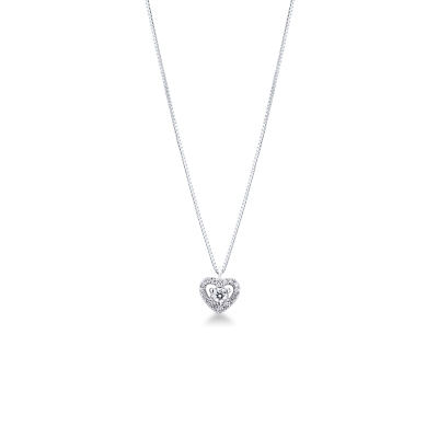 Necklace in white gold 18k with heart pendant with diamonds