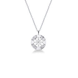 Necklace in white gold 18k with wind rose charm with diamonds
