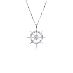 Necklace in white gold 18k with helm charm in diamonds