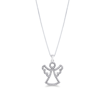 Guardian angel necklace in white gold and diamonds 