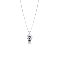 18k white gold skull necklace with diamonds