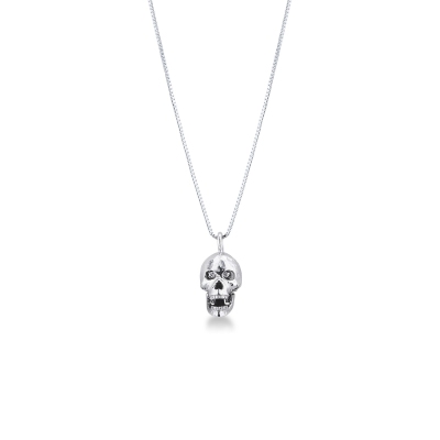 18k white gold skull necklace with diamonds