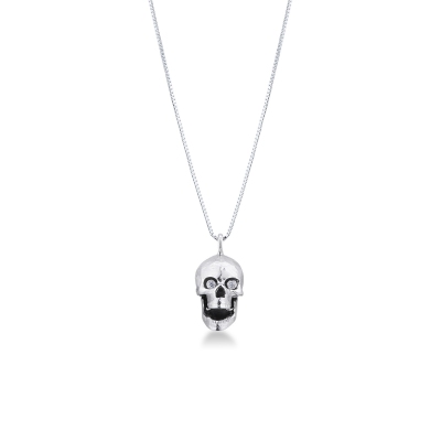 750 white gold skull necklace diamonds