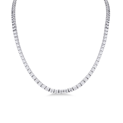 18k white gold graduated tennis necklace with diamonds 