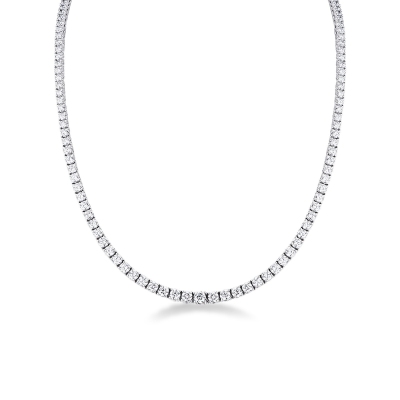 18k white gold tennis necklace with diamonds