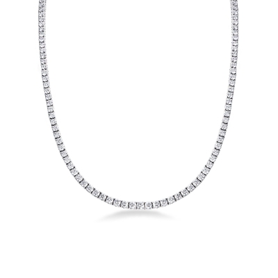 Graduated tennis necklace in white gold 18k with diamonds