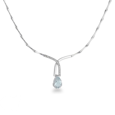 Semirigid necklace with central aquamarine and diamonds