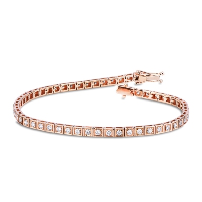 Stylish tennis bracelet in rose gold 18k with diamonds
