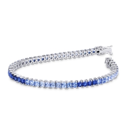 Tennis bracelet in white gold 750 with blue sapphires