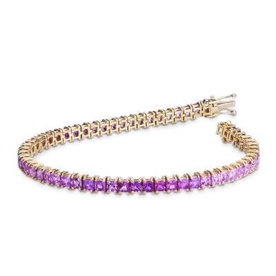 18k yellow gold tennis bracelet with pink sapphires