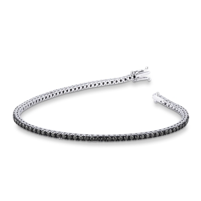18k white gold tennis bracelet with black diamonds and burnished tips
