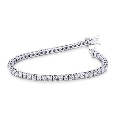 Wire tennis bracelet in white gold 750 with diamonds