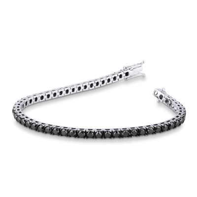 750 white gold tennis bracelet with black and white diamonds