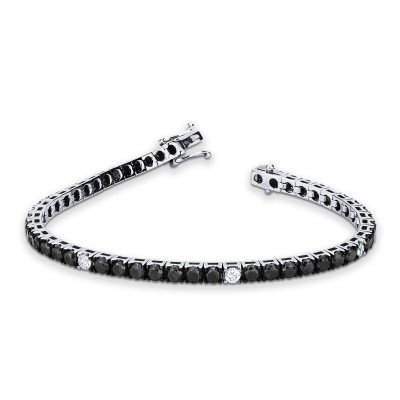 18k white gold tennis bracelet with black and white diamonds