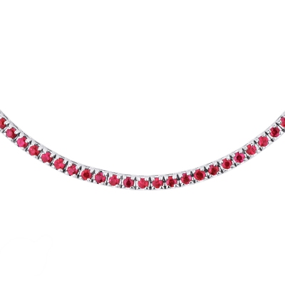 Rubies tennis necklace in white gold 18k