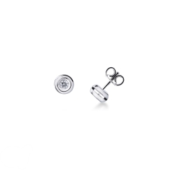 Round diamond stud earrings in white gold 18k