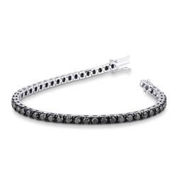 Tennis bracelet in white gold 18k wih burnished tips and black diamonds