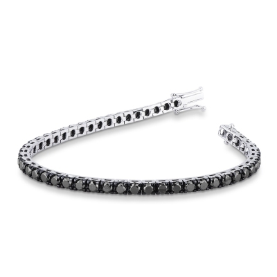 Tennis bracelet in white gold 18k wih burnished tips and black diamonds
