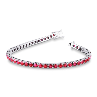 Tennis bracelet with rubies in 18k white gold