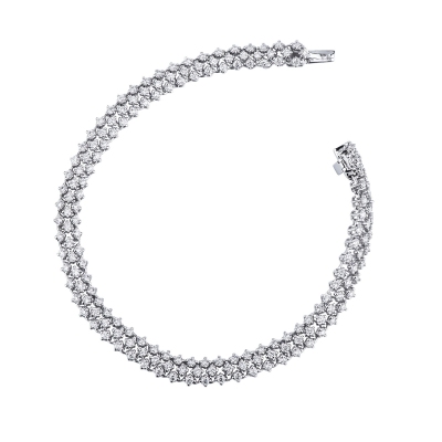 18k white gold design bracelet flexible mesh with diamonds