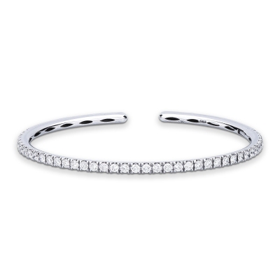 Rigid bracelet in 18k white gold with diamonds