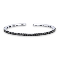 Rigid bracelet in 18k white gold with black diamonds
