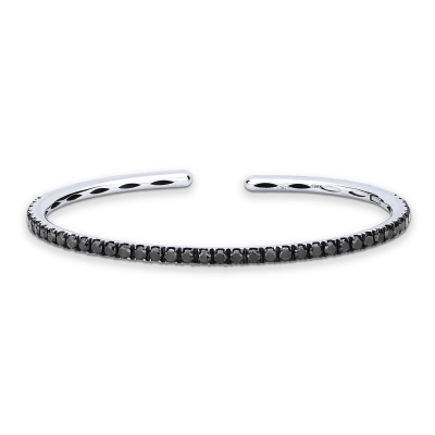 Rigid bracelet in 18k white gold with black diamonds