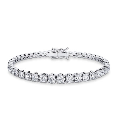 Bracelet semi rigid in white gold 750 with graduated diamonds