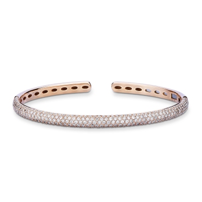 Rigid bracelet in 18k rose gold with diamonds pavè