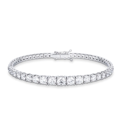 18k white gold semi rigid bracelet with graduated diamonds