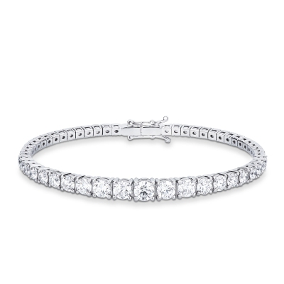 18k white gold semi rigid bracelet with graduated diamonds