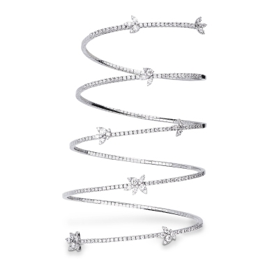 750 white gold spring bracelet with diamonds