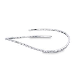 18k white gold semi rigid wavy bracelet with diamonds