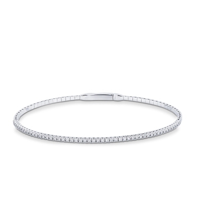 Men rigid bracelet with diamonds in white gold 18k